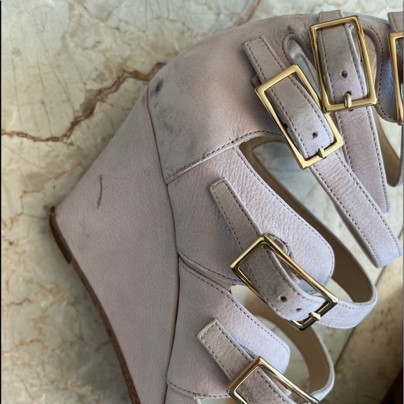 Chloe Suede Multi Straps Open Toe Wedge Sandal - Picture 7 of 16